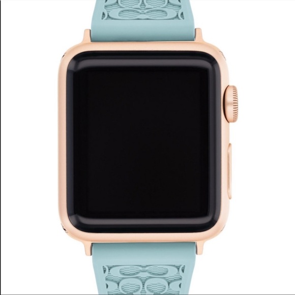 🦄RARE Rose Gold Hardware/ COACH Signature C Rubber Apple Watch® Band ~38\40mm - Picture 10 of 13
